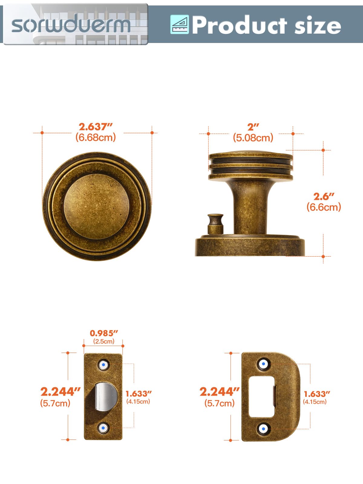 SORWDUERM elegant antique-brass finish adds refined warmth to interior doors.