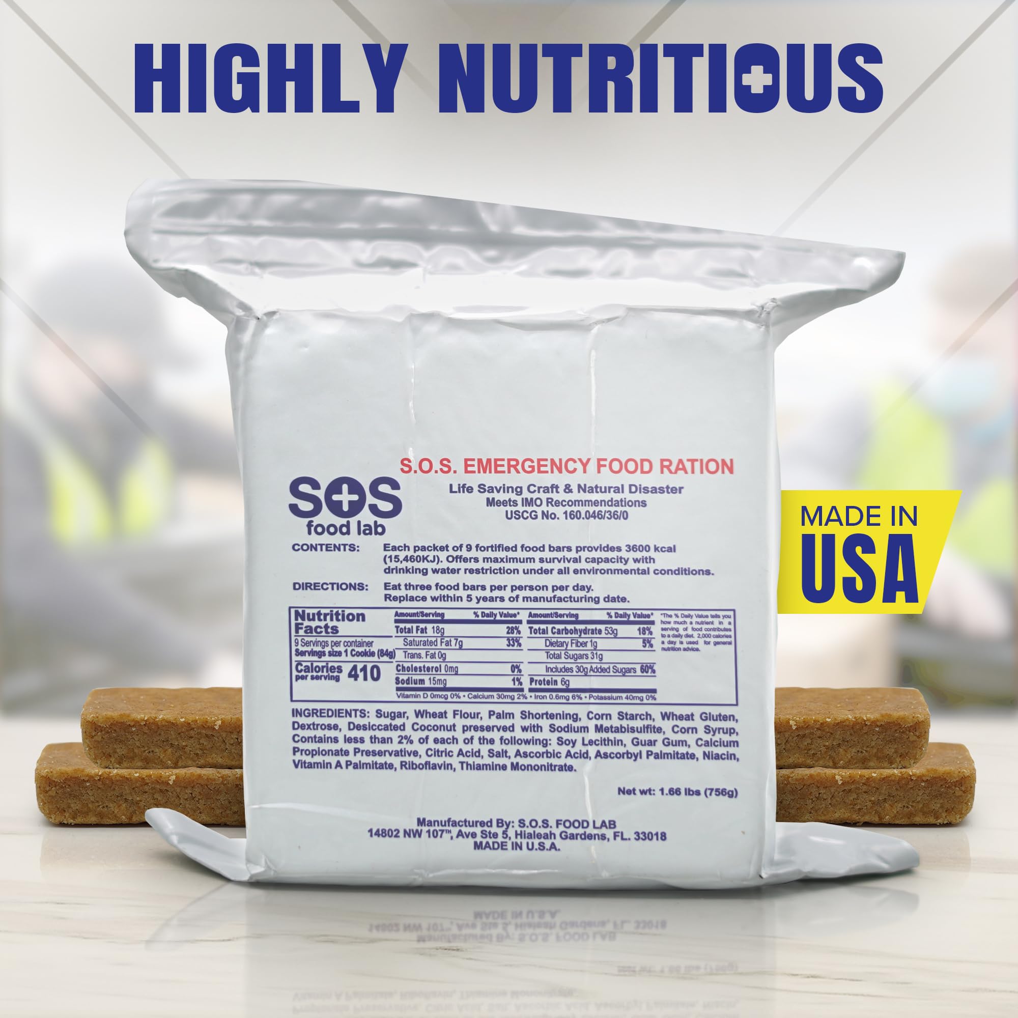 SOS Rations five-year shelf life; long-term storage readiness.