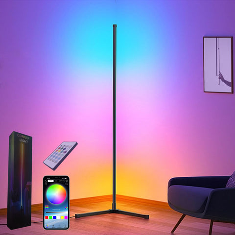 Sotipevs Corner Lamp 60-inch tall illuminates living rooms for cozy movie nights.