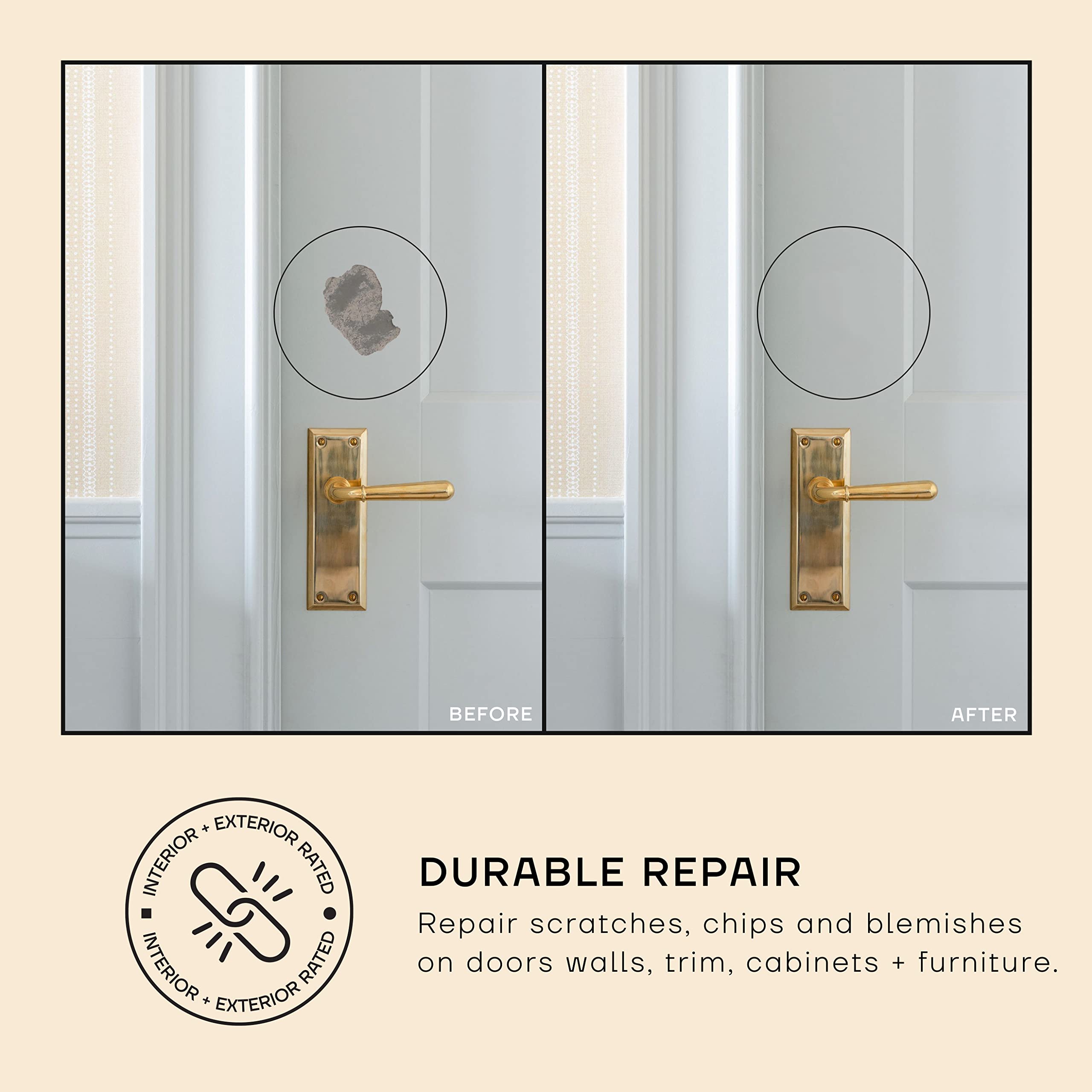 Soto wood furniture edge touch-up highlights easy concealment of nicks on wood and cabinetry.