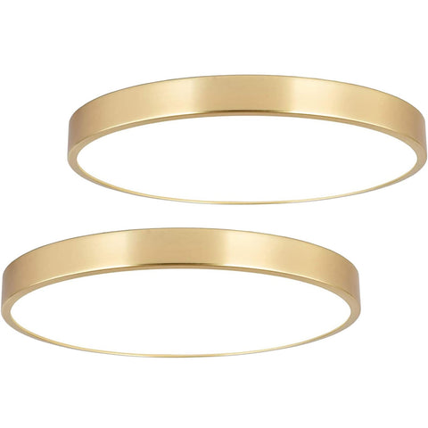 SOTTAE 12-inch brushed gold LED ceiling light front view with even glow