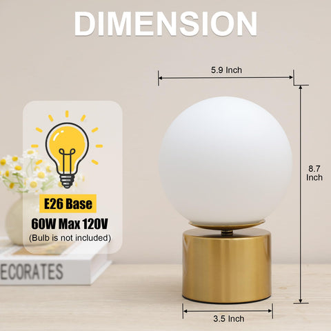 SOTTAE brass-finish metal base supports the milk-white glass globe for refined décor.