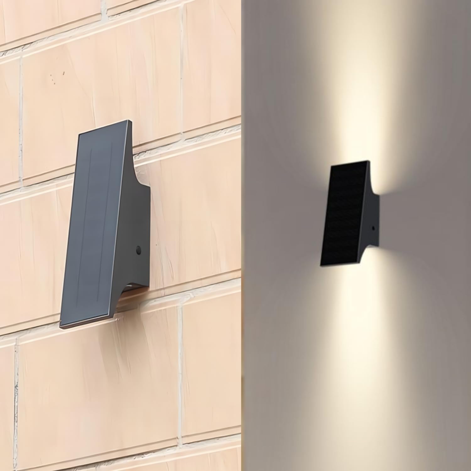 SOTTLOT solar up-down wall light with front glow for improved doorway visibility