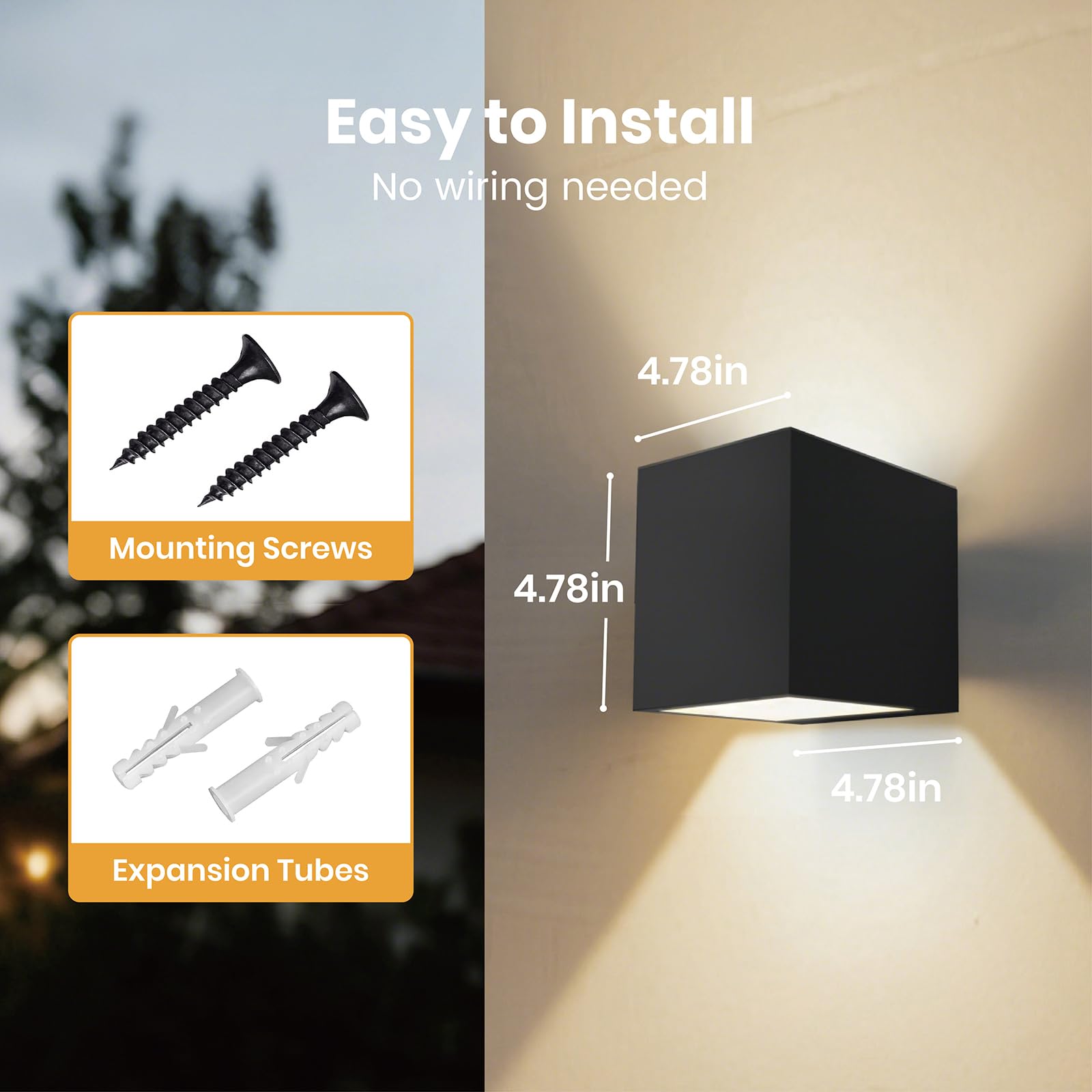 SOTTLOT square outdoor light blends with an exterior wall