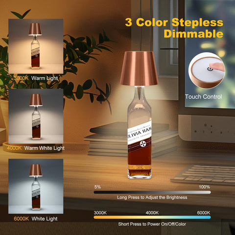 SOUDFK DIY bottle light with conical lampshade fits multiple bottle bases