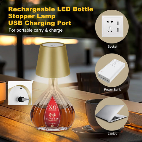 SOUDFK USB-C rechargeable bottle lamp with cordless convenience