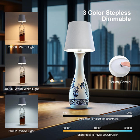 SOUDFK wireless bottle light dimmable for customizable mood