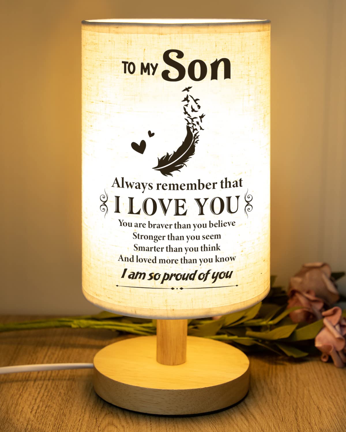 SOUHONEY fabric wooden desk lamp base for warm study lighting