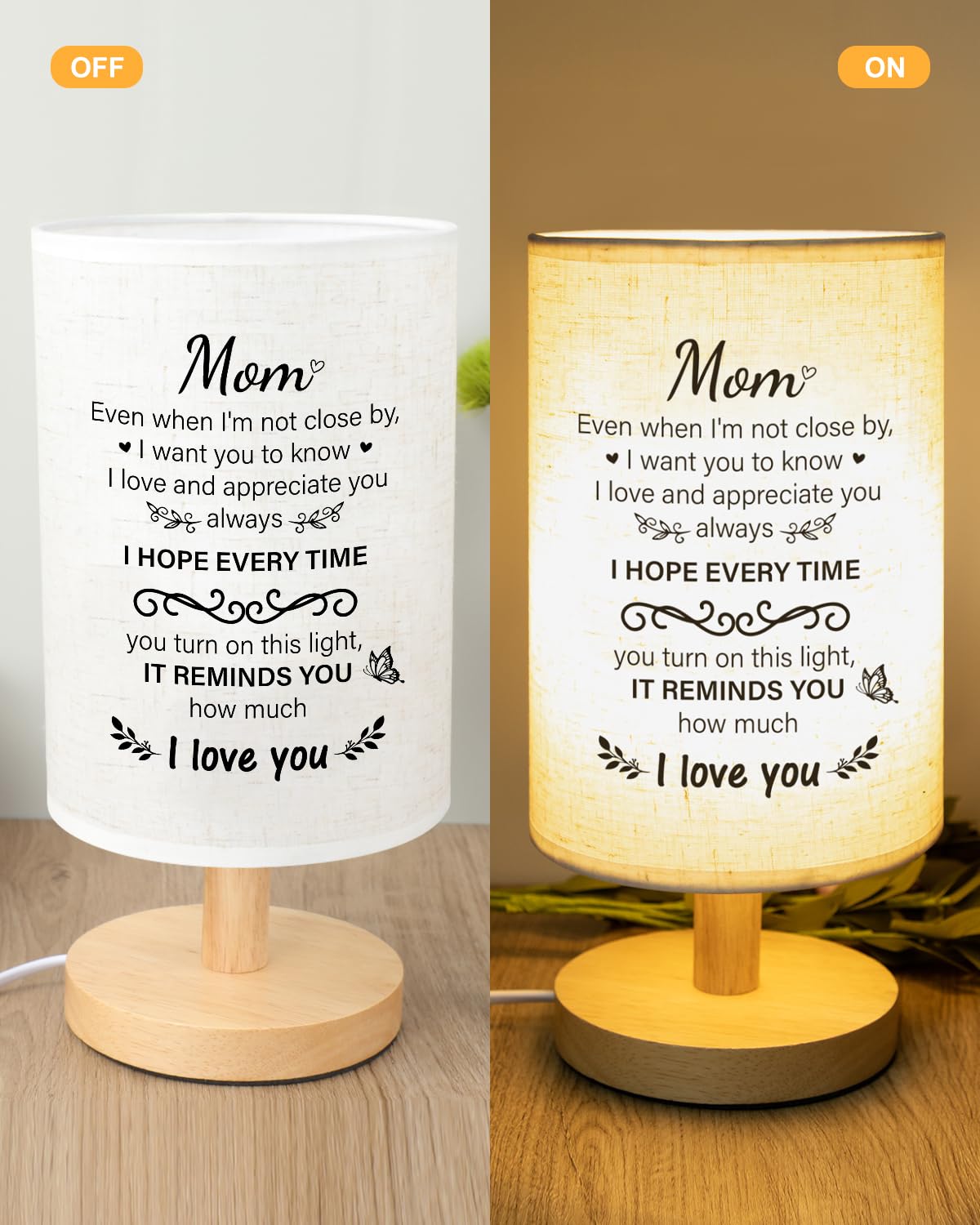SOUHONEY Mom Lamp on desk setup highlighting compact desk-friendly size.