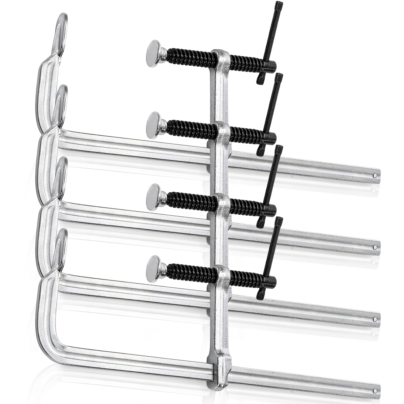SOUJOY 4-pack bar clamps with 12-inch open jaws for versatile clamping