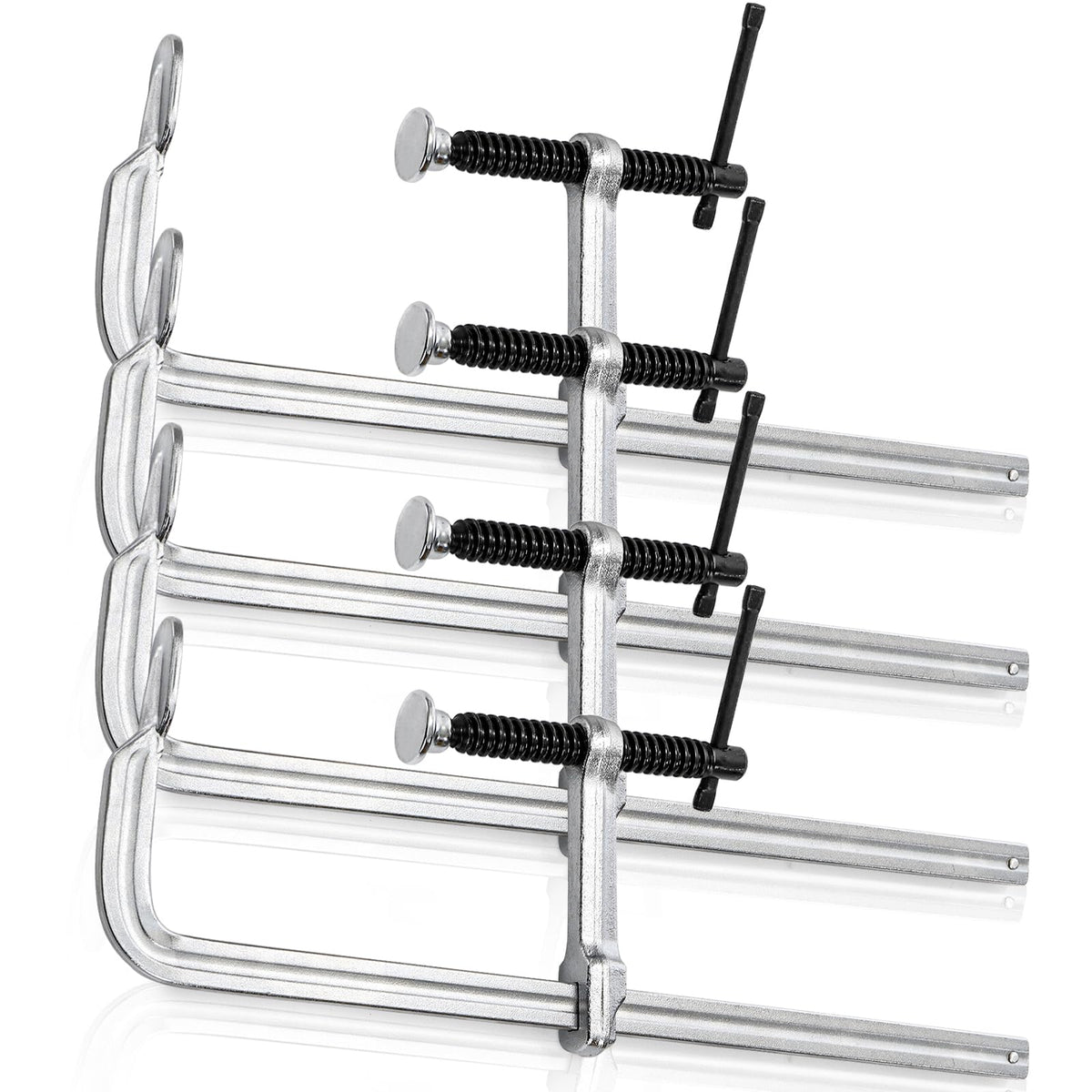 SOUJOY 4-pack bar clamps with 12-inch open jaws for versatile clamping