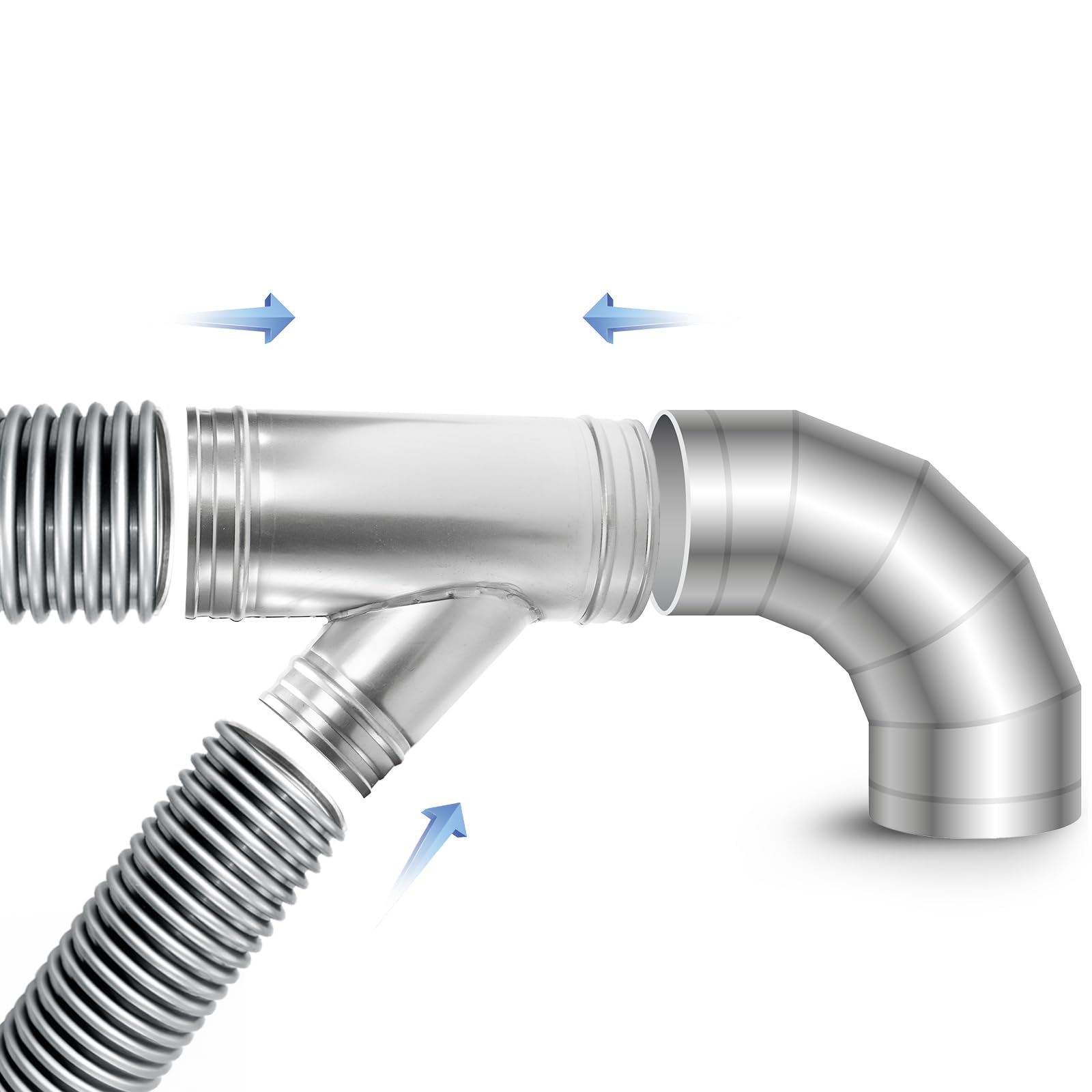 SOUJOY multi-purpose connector linking exhaust and dryer vents for flexible ventilation