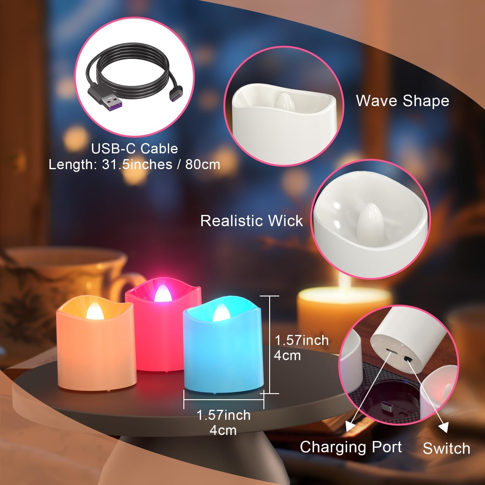SoulBay tea lights with adjustable brightness for tailored ambiance