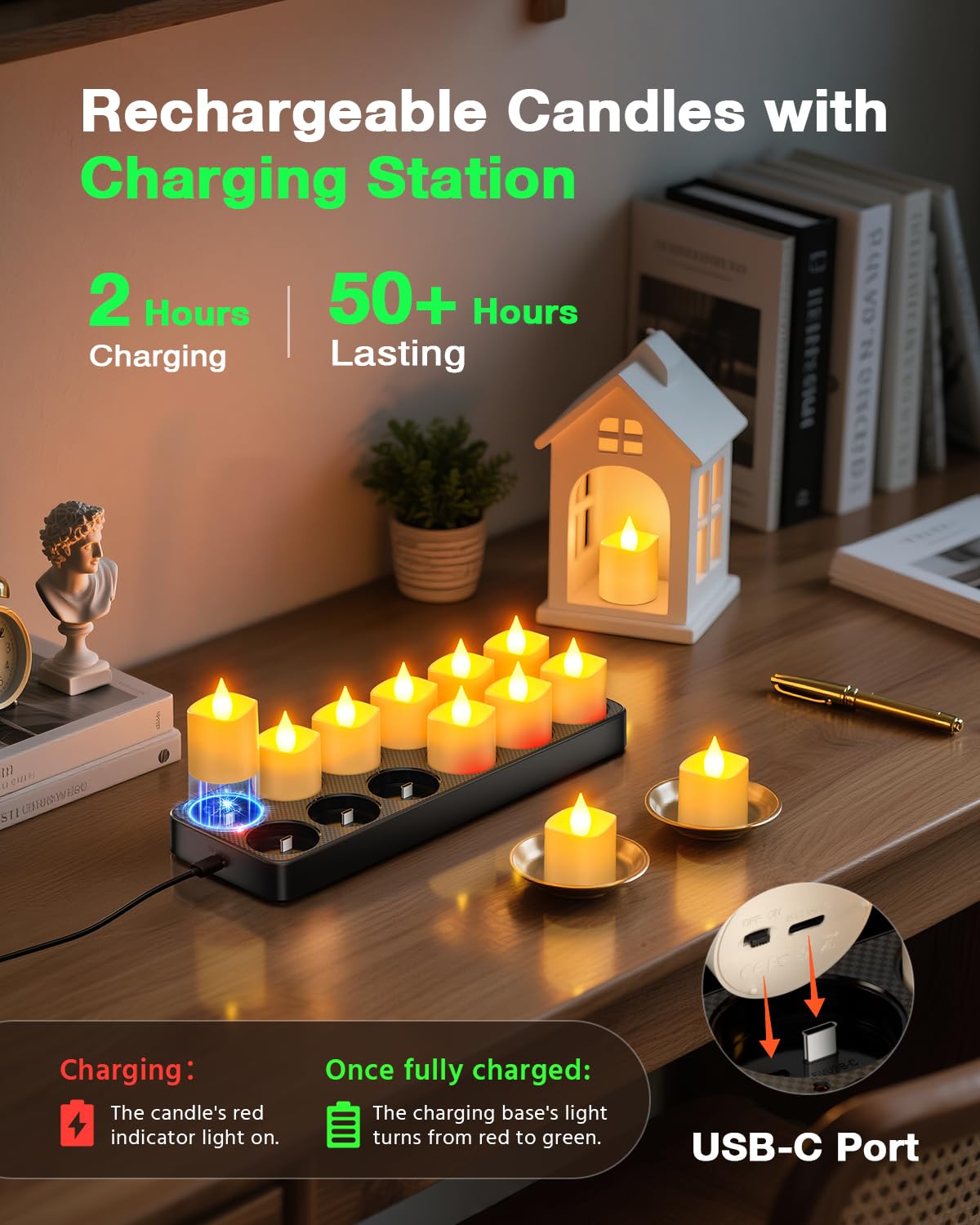 SoulBay charging base keeps all candles organized and charging together after use.