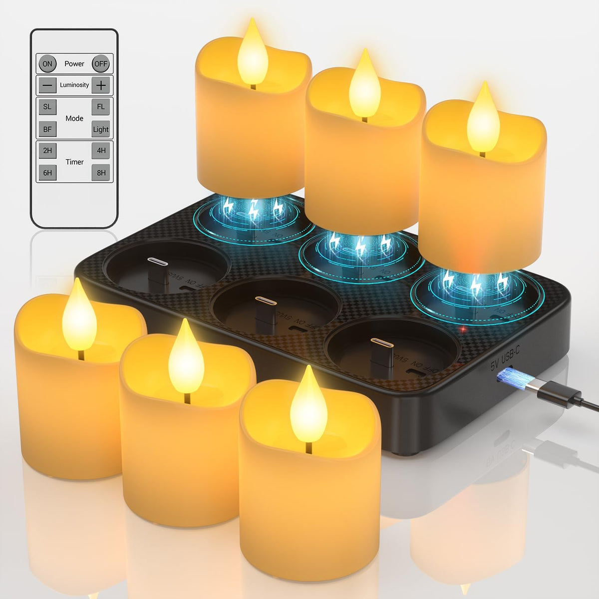 SoulBay flameless candle charging base powers multiple candles for easy recharging