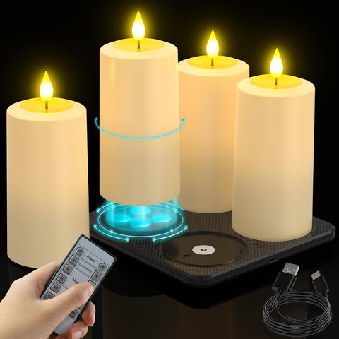 SoulBay flameless candles on charging base for easy USB-C recharge.