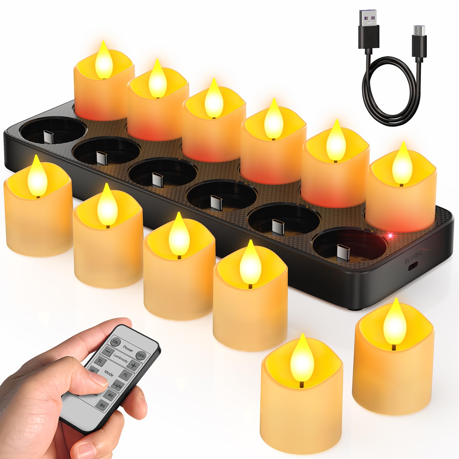 SoulBay flameless candles with remote timer provide adjustable ambiance for events and dining.