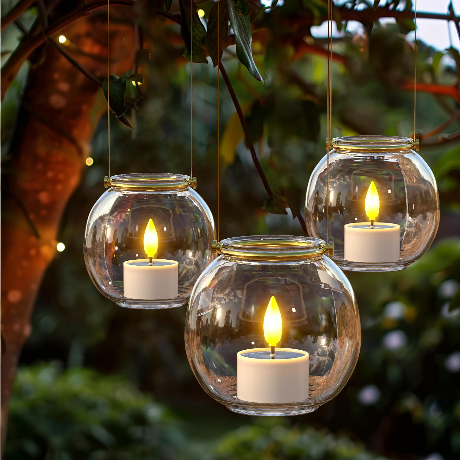 SoulBay waterproof LED tealight shines in rain beside a patio.