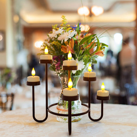 SoulBay tea lights brighten dining and living spaces for events.