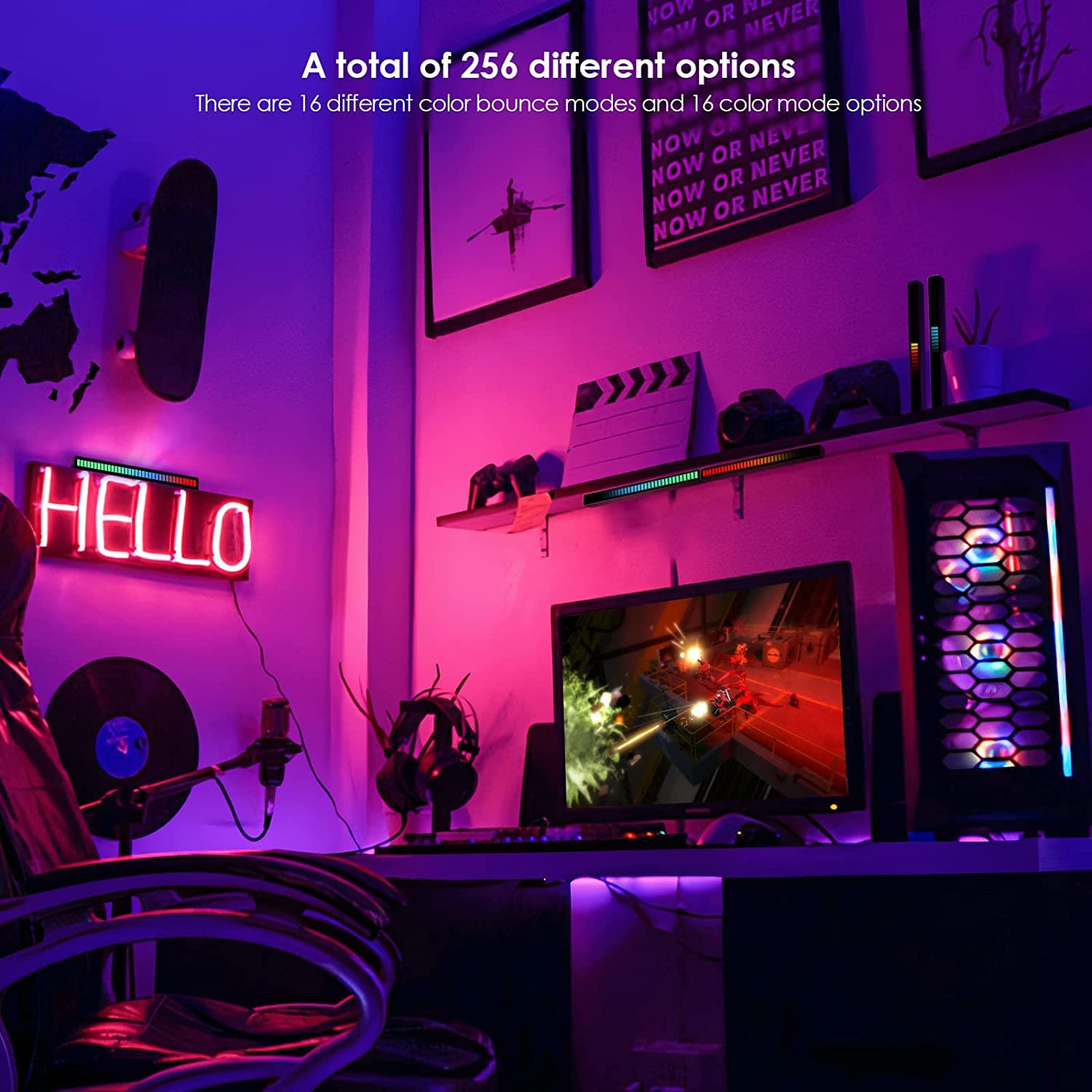 Soulpunk voice-activated rhythm light on a desk for instant mood lighting.