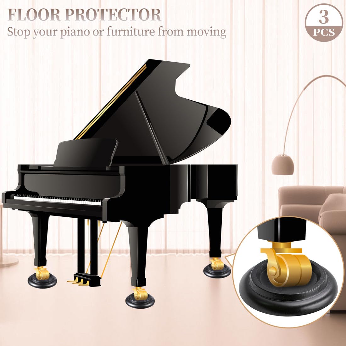Sound Harbor caster cups with felt pad cushion and prevent slipping on hardwood floors.