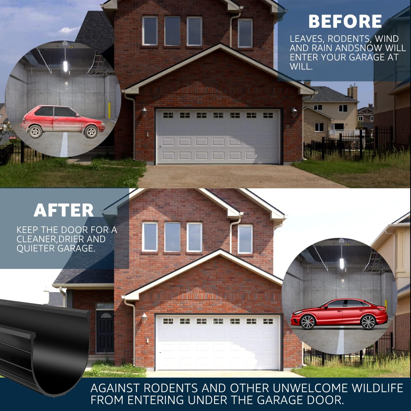 Sousery 18ft-wide-door-seal image demonstrates compatibility with wide garage doors.