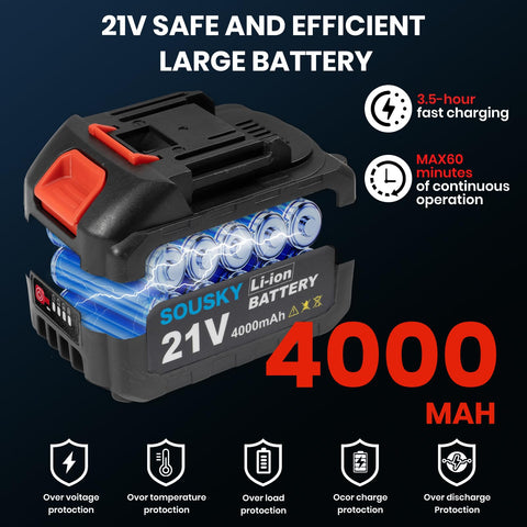 SOUSKY universal compatibility battery powers multiple cordless tools.