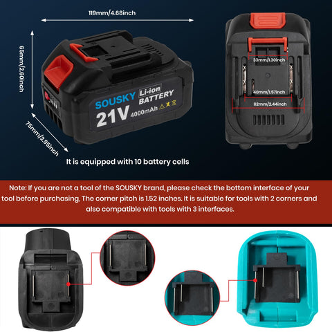 SOUSKY battery works with other SOUSKY tools for versatile workflows.