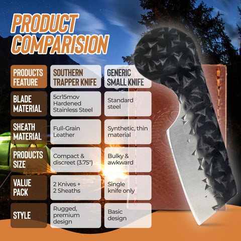Southern Trapper mini knife by belt loop, secure access for quick tasks.
