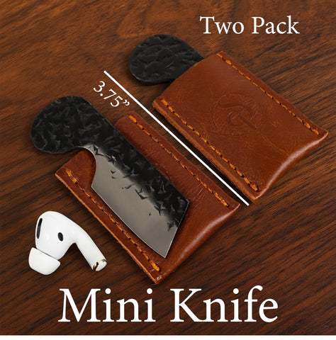 Southern Trapper mini knife leather sheath close-up showing full-grain protection.
