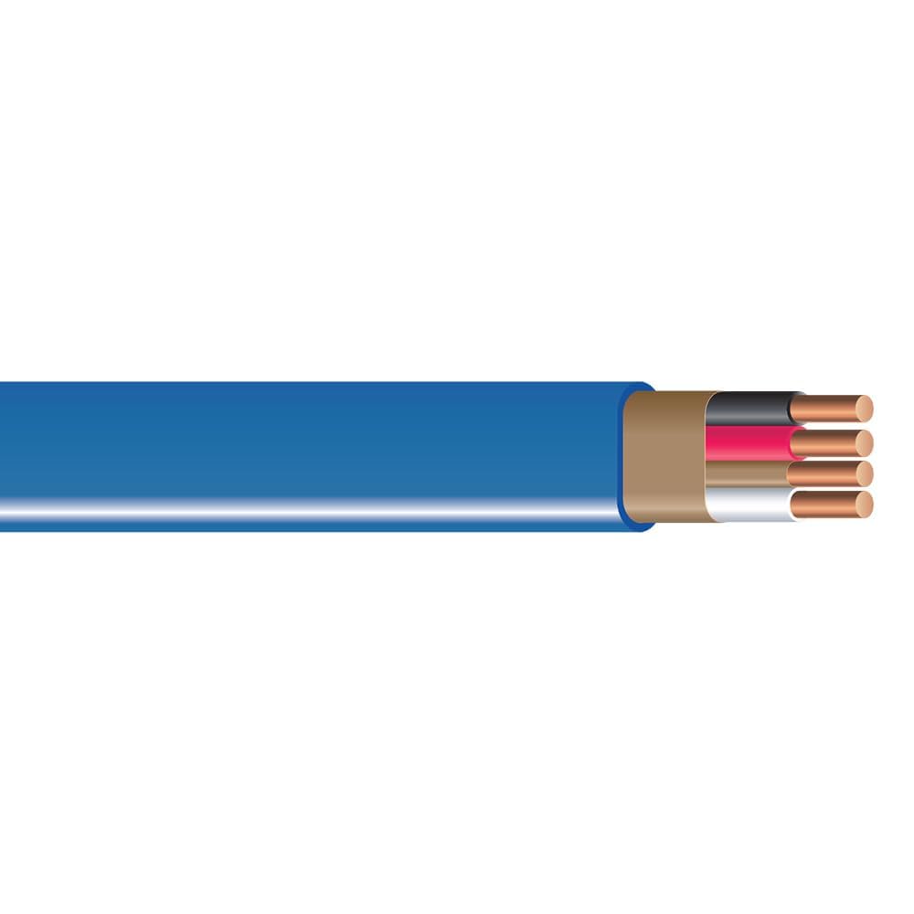 Southwire 63946926 Romex with blue SIMpull jacket on coil, engineered for easier pulling.