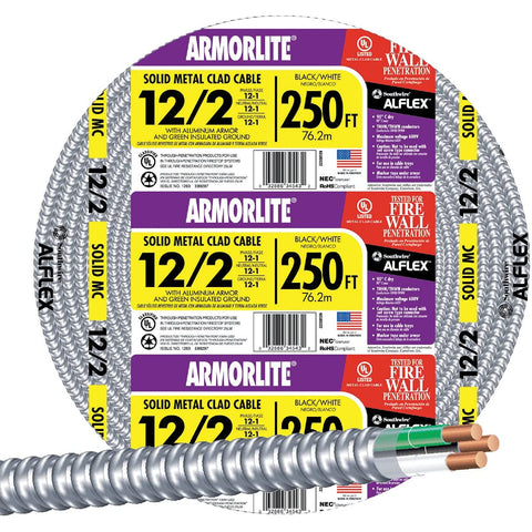 Southwire 68580055 MC-Lite cable on a spool for durable feeder runs.
