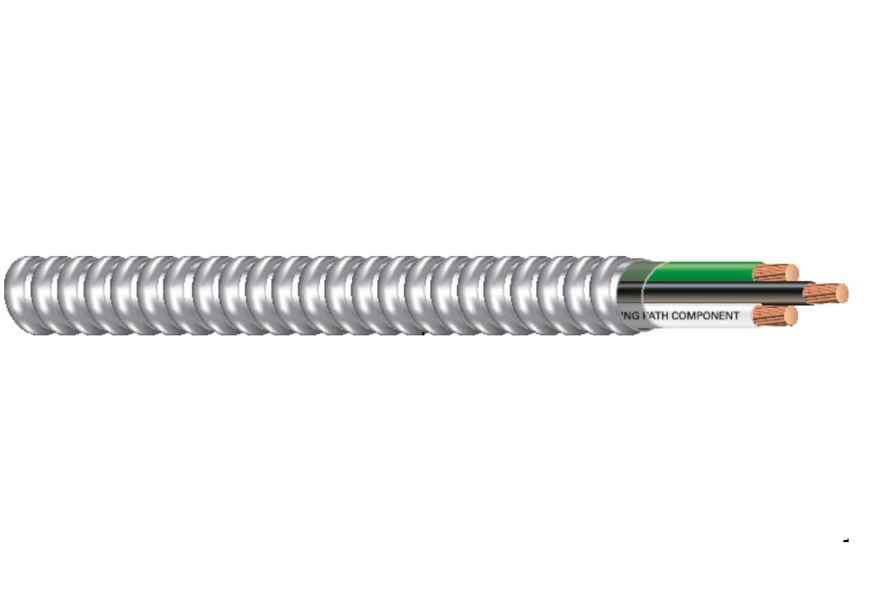 In-cabinet installation for concealed wiring with Southwire Armorlite cable.