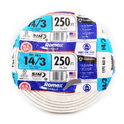 Southwire Coleman Cable 63946855 nonmetallic Romex with ground, ideal for indoor wiring projects.
