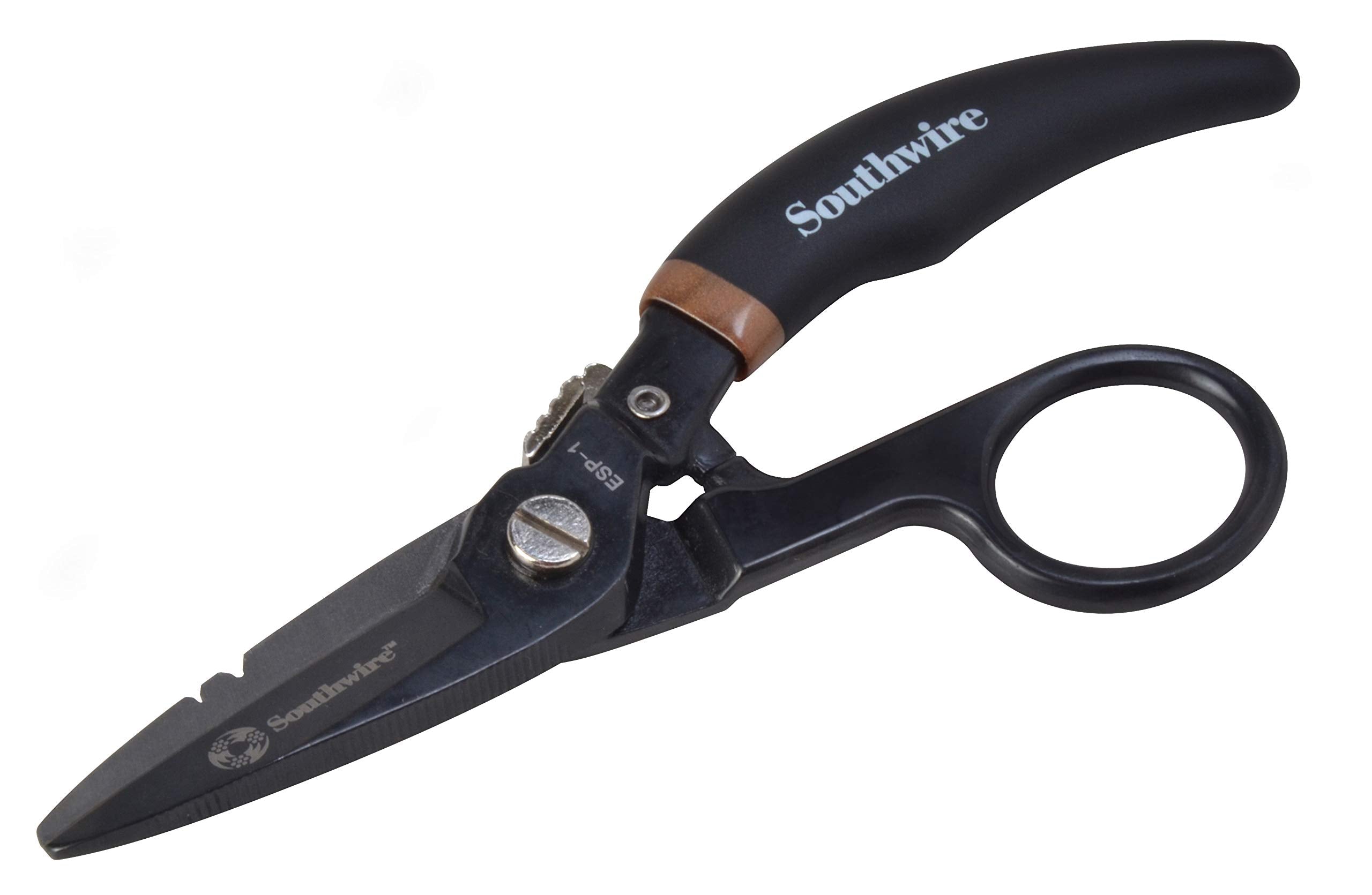 Southwire ESP-1 electrician scissors close-up showing serrated blade for secure cutting