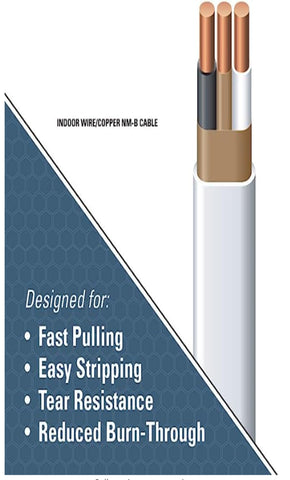 Southwire SIMpull 14-2 with ground marking on cable sheath.