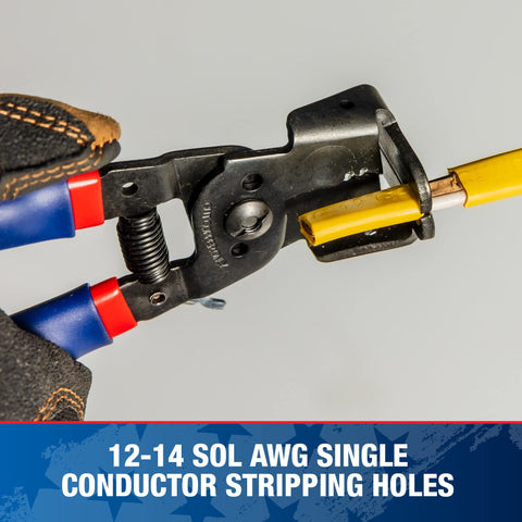Strip holes for 12-14 AWG single conductors demonstrate versatile prep