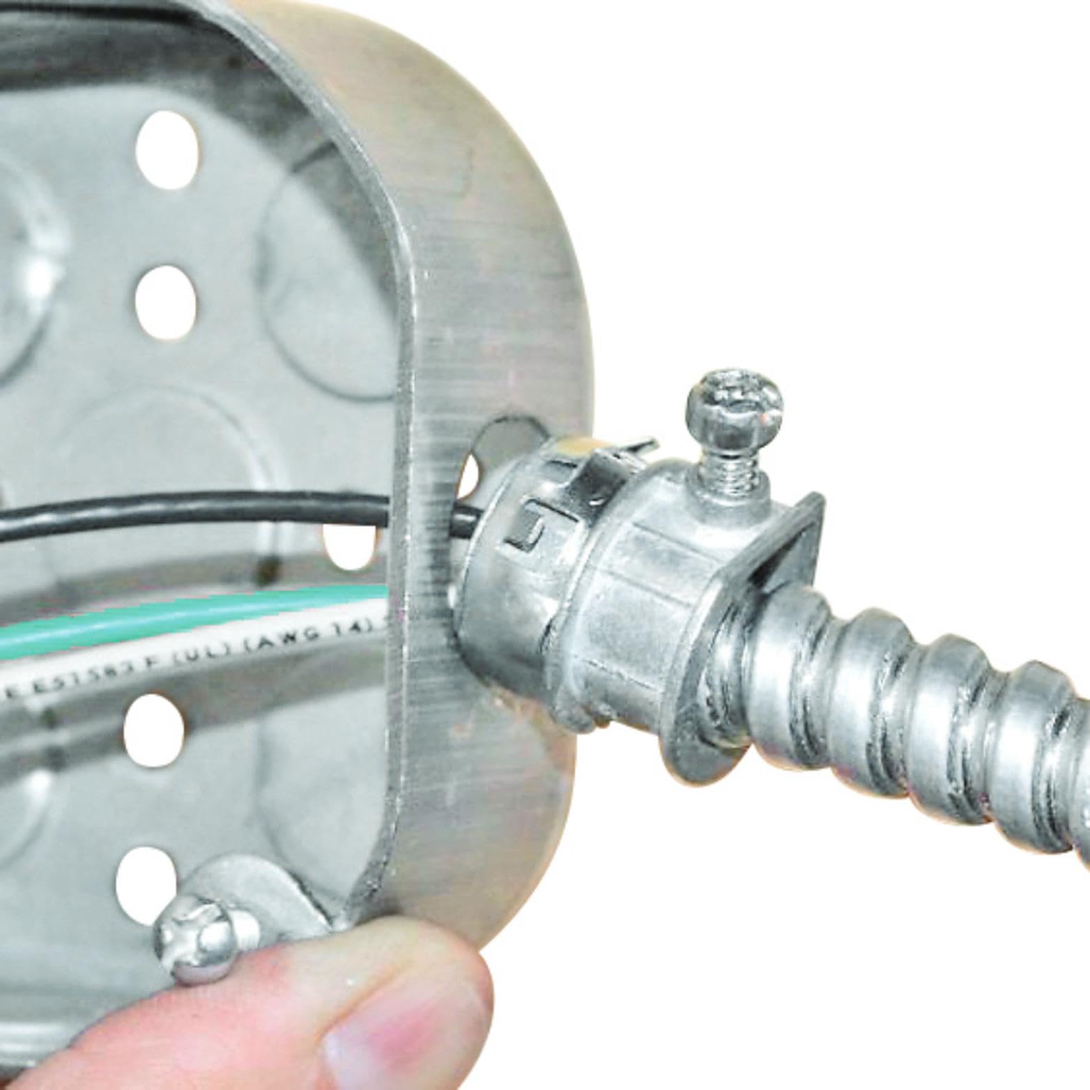Southwire Woods Alflex RWA conduit in a wiring system shows flexible routing and corrosion resistance.