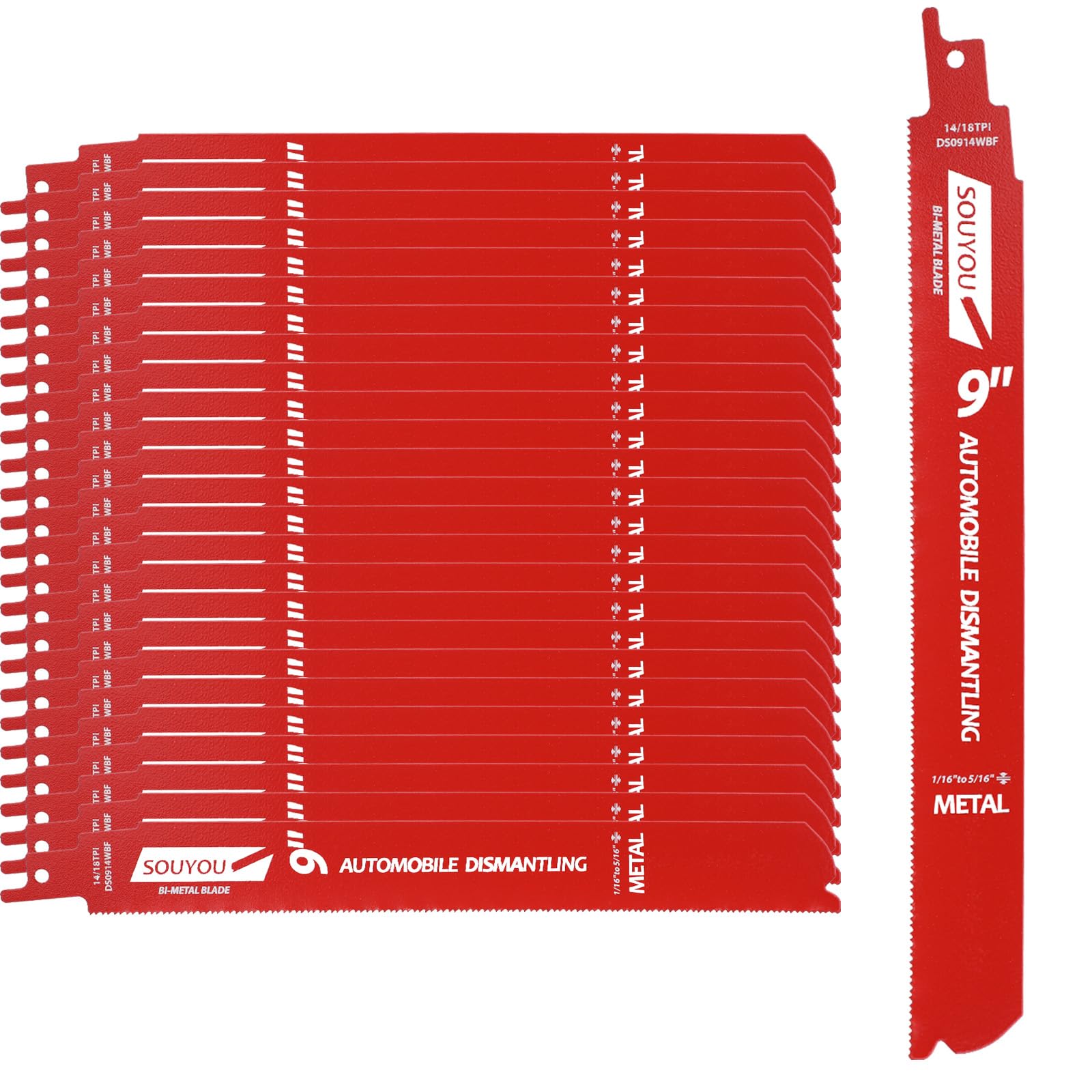Souyou 25-pack bi-metal blades organized for quick access