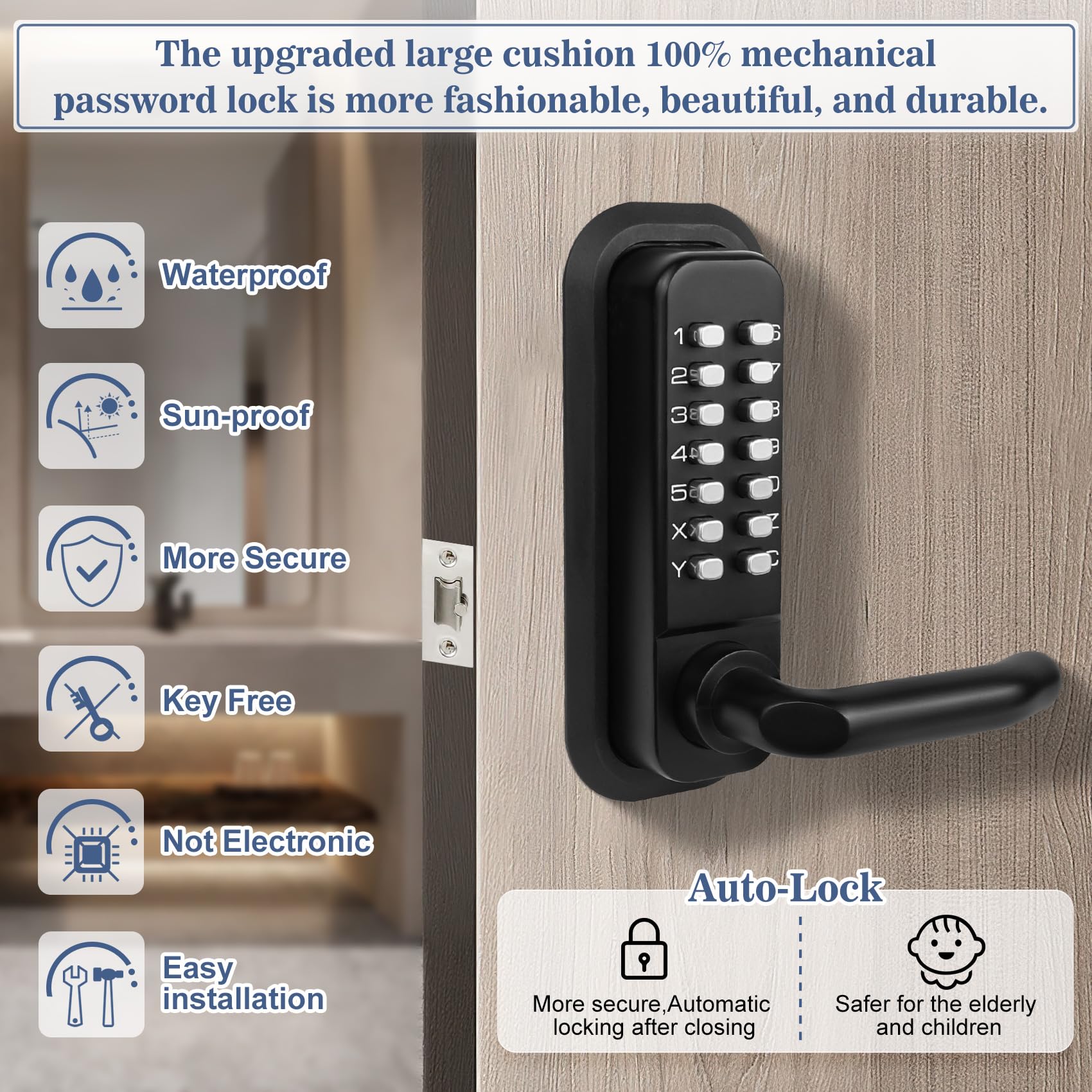 Souyou lock with handle and keypad close-up for easy keyless access.