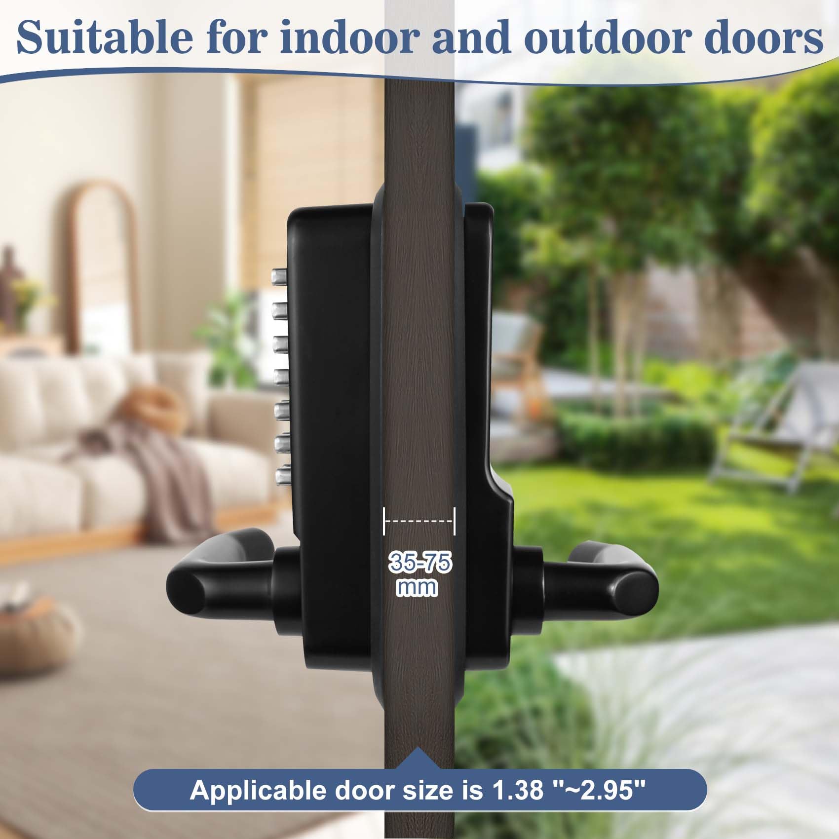 Souyou outdoor gate lock installation view highlighting adjustable handle direction.