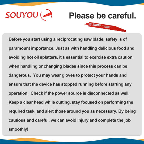 Souyou safety reminder to wear PPE during cutting tasks