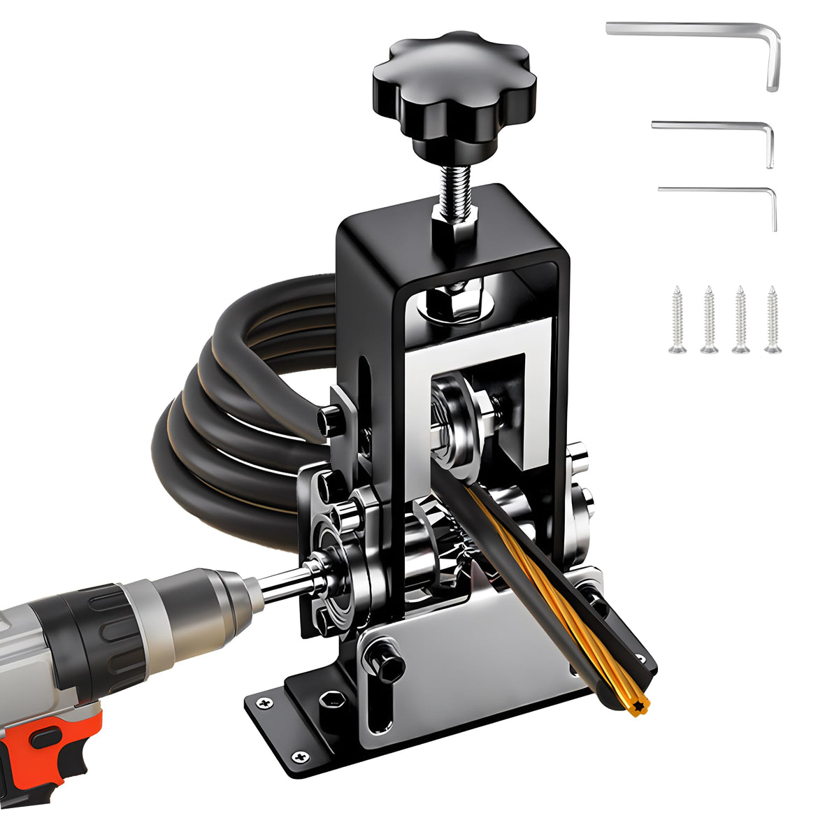 SOWAXGO wire stripper machine front view with sturdy aluminum frame