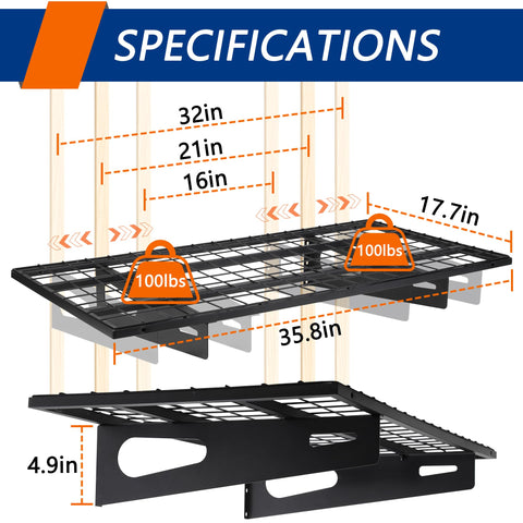 Soywey garage shelving on wall highlights space-saving storage for tools and gear.