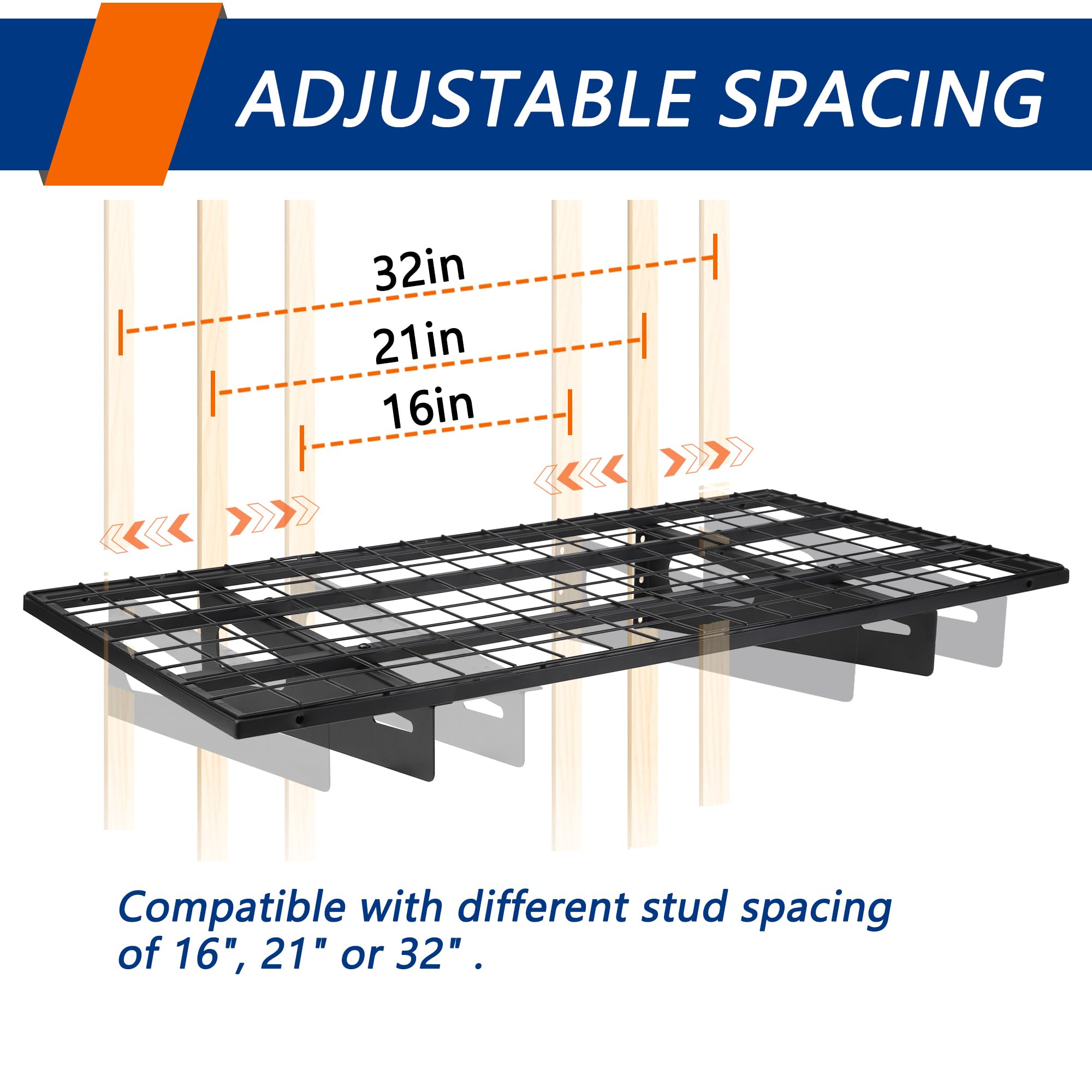 Soywey wall-mount shelves ready for wood studs or concrete walls