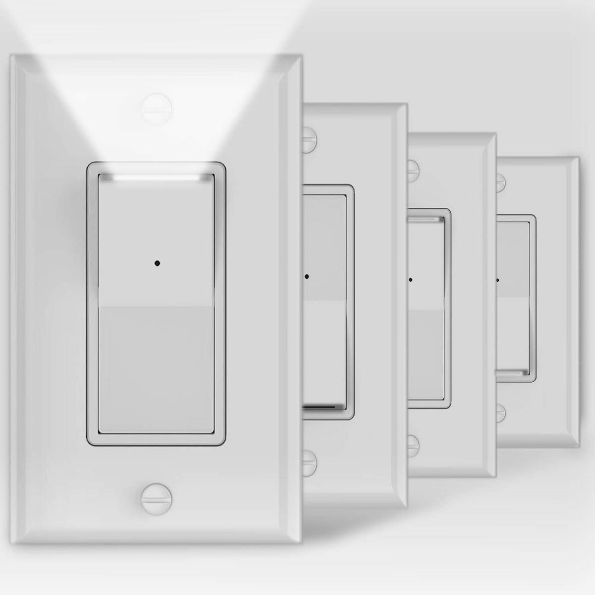 SOZULAMP 4Pack front view shows a stylish, space-saving switch and night light combo.