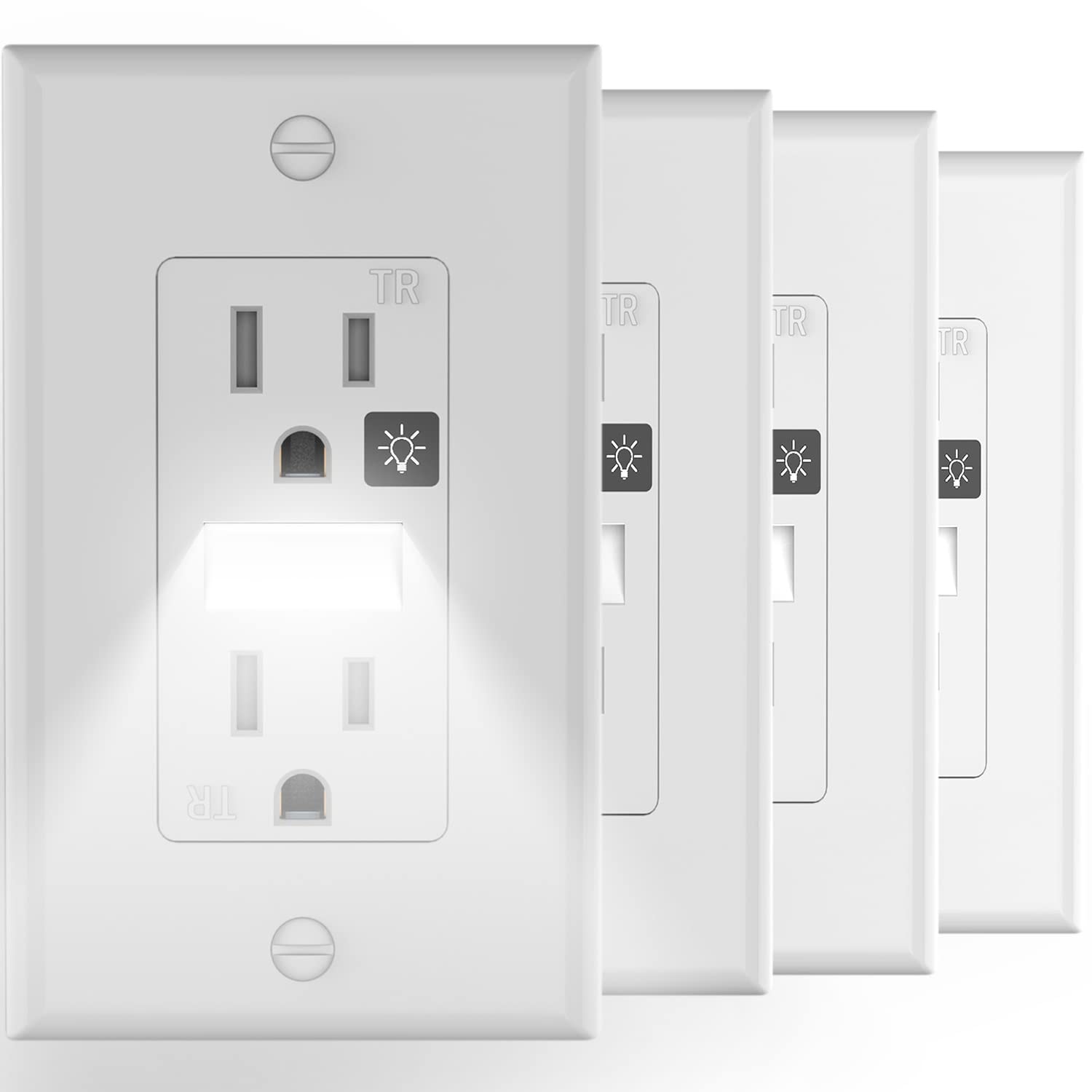 SOZULAMP receptacle night-light outlet in white, ideal for dim hallways and safe navigation