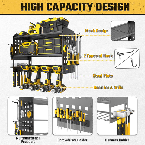 SPACECARE drill holders securely cradle drills for quick selection.