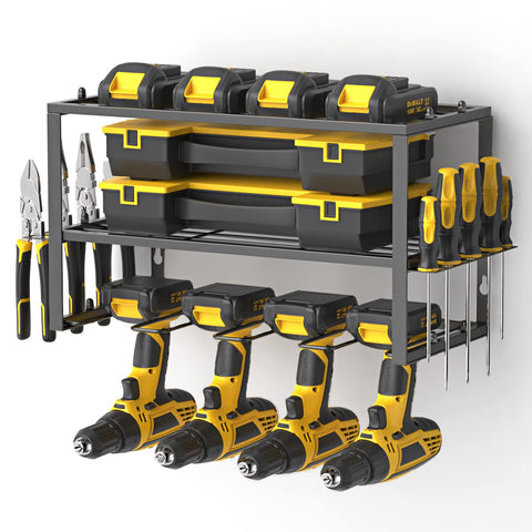 Spacecare power tool organizer on wall with four drill slots for organized storage