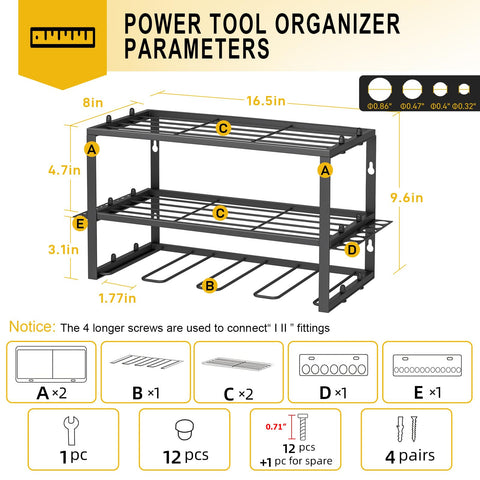 Spacecare tool rack three-layer floating shelf keeps equipment accessible
